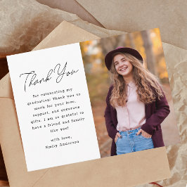 モダンな手書きフォントの卒業写真感謝カード ポストカード