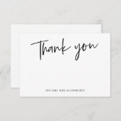 モダンな手書きブラック&ホワイトの感謝 サンキューカード (正面/裏面)