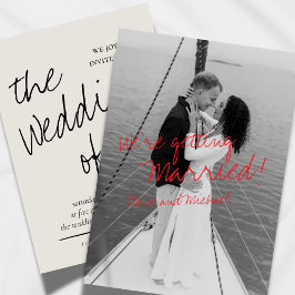 モダンな手書きロマンチックフォトウェディング 招待状