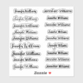 モダンな手書き名前 (18スタイル) - ブラック シール (シート)