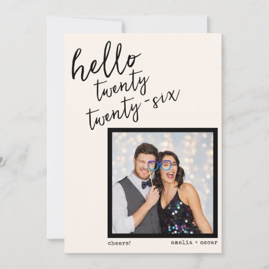 モダンな手書き年賀状 ウェディング カップル シーズンカード (正面)