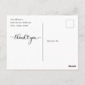 モダンな手書き文字と写真で表現する結婚式の感謝の気持ち ポストカード (裏面)