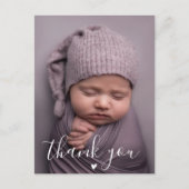 モダンな手書き文字のカスタム写真ベビーシャワー ポストカード (正面)