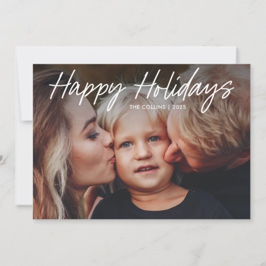 モダンな手書き文字 2 枚の写真 シーズンカード (正面)