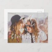 モダンな手書き私の新婦付添人です インビテーションポストカード (正面/裏面)