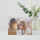 モダンな手書き私の新婦付添人です インビテーションポストカード (スタンド正面)