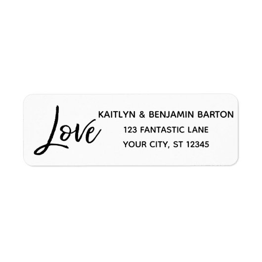 モダンな手書き風の上品な"Love"タイポグラフィ ラベル (正面)