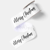 モダンな手書き風カジュアルカリグラフィー クリスマスグッズ 黒 白 サテンリボン (裏面)