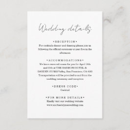 モダンな手書き風スクリプトの結婚式詳細カード エンクロージャーカード