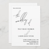 モダンな手書き風フォントの「The Wedding of」 ホワイト 招待状 (正面/裏面)