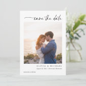 モダンな手書き風 ブラック&ホワイトの結婚式 セーブザデート (スタンド正面)
