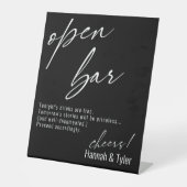 モダンな手書き風 黒のオープン・バー 台座サイン (正面)