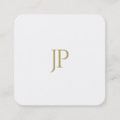 モダンな手紙の最小主義のテンプレートの金ゴールドのモノグラム スクエア名刺 (正面)
