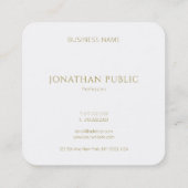 モダンな手紙の最小主義のテンプレートの金ゴールドのモノグラム スクエア名刺 (裏面)