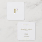 モダンな手紙の最小主義のテンプレートの金ゴールドのモノグラム スクエア名刺 (正面/裏面)