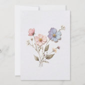 モダンな押し花パステルワイルドフラワー シンプルウェディング 招待状 (裏面)