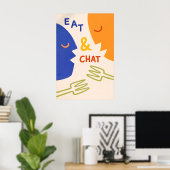 モダンな抽象キッチンの壁 Eat and Chat ポスター (ホームオフィス)
