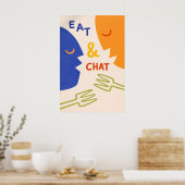 モダンな抽象キッチンの壁 Eat and Chat ポスター (キッチン)