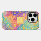 モダンな抽象キラキラフラワーモノグラムデザイン Case-Mate iPhoneケース (裏面 (横))