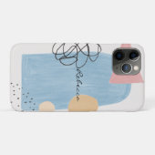 モダンな抽象デザインのピンクブルーシェイプモノグラム Case-Mate iPhoneケース (裏面(横))