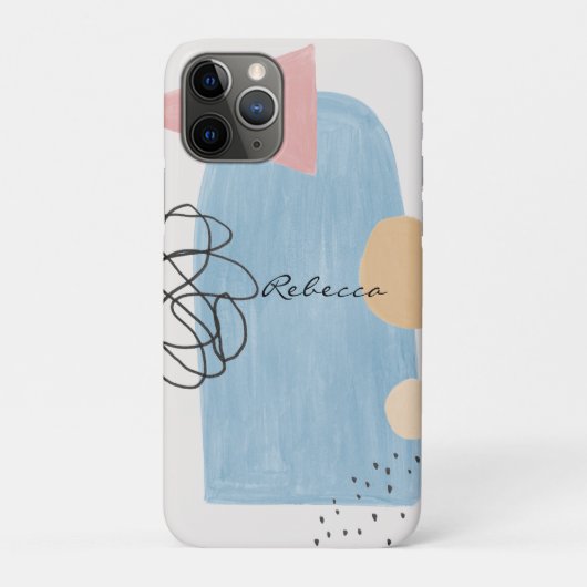 モダンな抽象デザインのピンクブルーシェイプモノグラム Case-Mate iPhoneケース (裏)