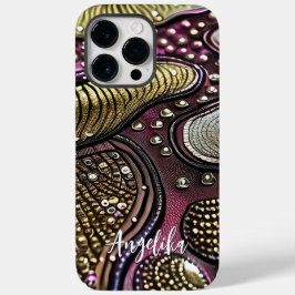 モダンな抽象デザインのフェイクレザーラインのカスタマイズ Case-Mate iPhone 14 PRO MAXケース