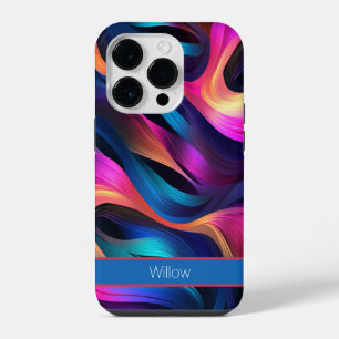 モダンな抽象ネオンカラーの波 iPhone 14 PROケース