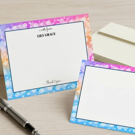 モダンな抽象バブルモノグラムの"ありがとう" ノートカード