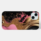 モダンな抽象ピンクリキッドゴールドとブラック大理石 Case-Mate iPhoneケース (裏面 (横))