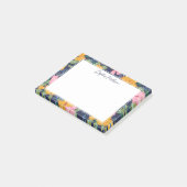 モダンな抽象ピンク&黄色の花柄 名前 ポストイット (アングル)