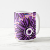 モダンな抽象フラワーデザインの紫の花柄 コーヒーマグカップ (正面右)