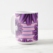 モダンな抽象フラワーデザインの紫の花柄 コーヒーマグカップ (正面左)