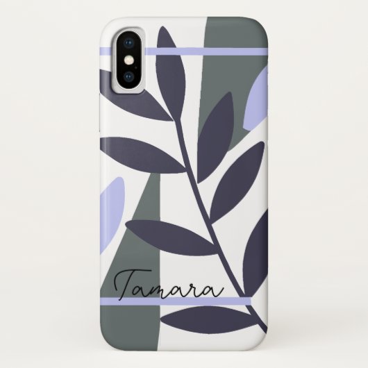 モダンな抽象フラワーリーフ柄 名前 Case-Mate iPhoneケース (裏面)
