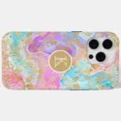 モダンな抽象モノグラム グリッター オーダーメイド Case-Mate iPhoneケース (裏面 (横))