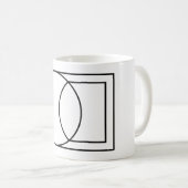 モダンな抽象円と四角の芸術 コーヒーマグカップ (正面右)