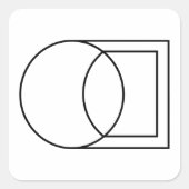 モダンな抽象円と四角形のアート スクエアシール (正面)