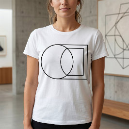 モダンな抽象円と四角形のアート Tシャツ