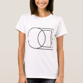 モダンな抽象円と四角形のアート Tシャツ (正面)