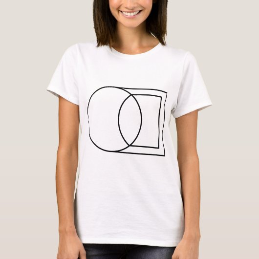 モダンな抽象円と四角形のアート Tシャツ (正面)