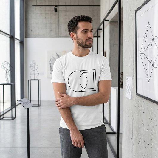 モダンな抽象円形と四角形のアート Tシャツ