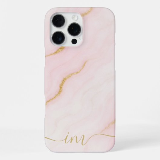 モダンな抽象大理石デザインのイニシャルと名前 iPhoneケース (裏面)