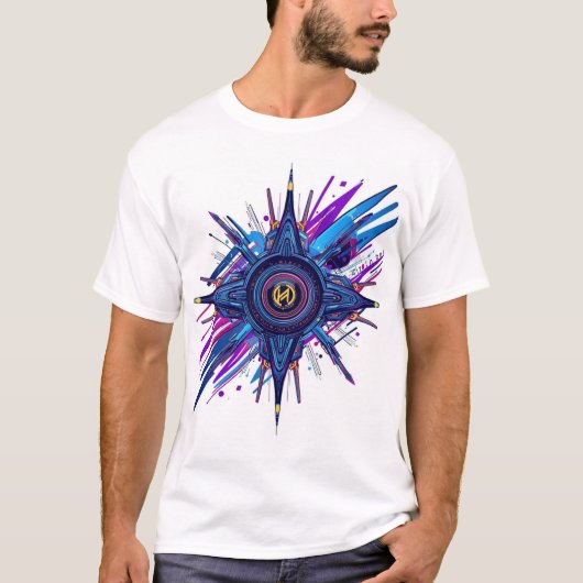 モダンな抽象幾何学コンパス グラフィックTシャツ Tシャツ (正面)