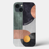 モダンな抽象幾何学大理石のカスタムネーム Case-Mate iPhoneケース (裏面)