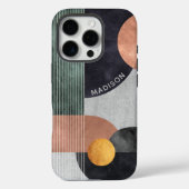 モダンな抽象幾何学大理石のカスタムネーム Case-Mate iPhoneケース (裏面)