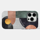 モダンな抽象幾何学大理石のカスタムネーム Case-Mate iPhoneケース (裏面 (横))