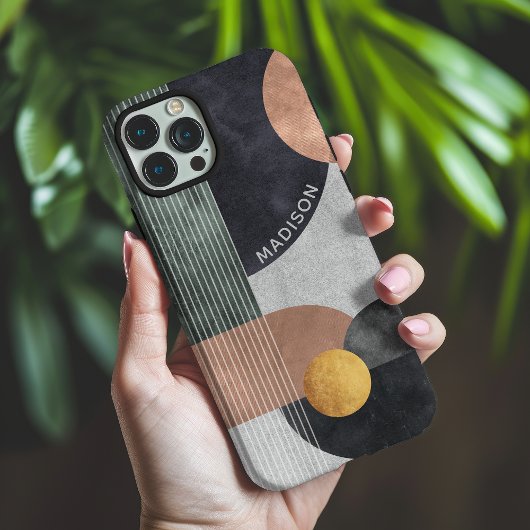 モダンな抽象幾何学大理石のカスタムネーム Case-Mate iPhoneケース