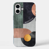 モダンな抽象幾何学大理石のカスタムネーム Case-Mate iPhoneケース (裏面)