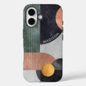 モダンな抽象幾何学大理石のカスタムネーム Case-Mate iPhoneケース (裏面)