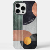 モダンな抽象幾何学大理石のカスタムネーム Case-Mate iPhoneケース (裏面)