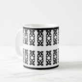 モダンな抽象柄 ブラック&ホワイト コーヒーマグカップ (正面左)